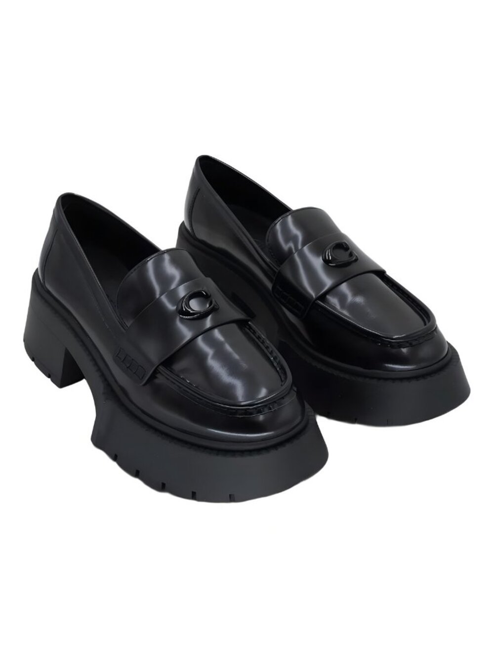Coach Leah Platform Lug-Sole Loafers Black US 7.5M EU 38 - Picture 4 of 6